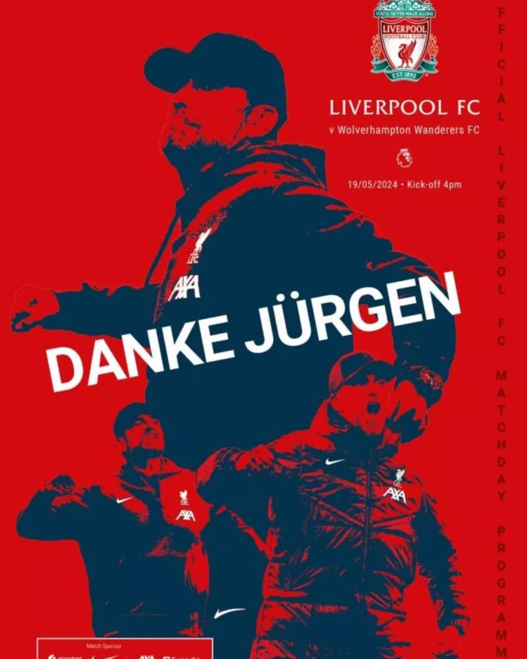 Majalah hari perlawanan (matchday programme) bagi perlawanan terakhir Klopp di A